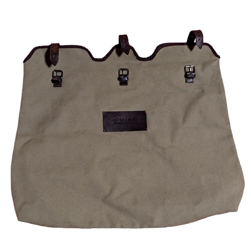 House‎ of Ghiso Military Retro Canvas Bag Leather Buckles Fold Over
